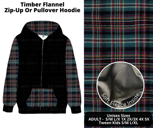 Preorder! Closes 11/27. ETA Feb. Timber Flannel Zip-Up or Pullover Hoodie