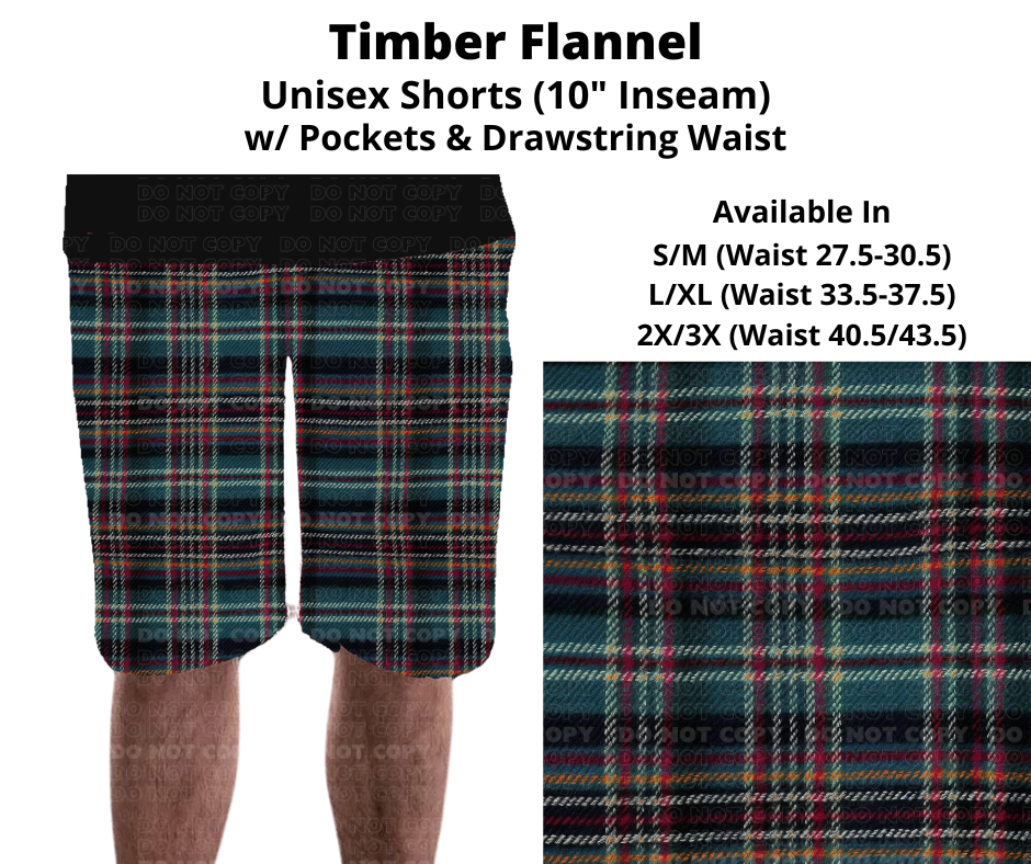 Preorder! Closes 11/27. ETA Feb. Timber Flannel Unisex Shorts