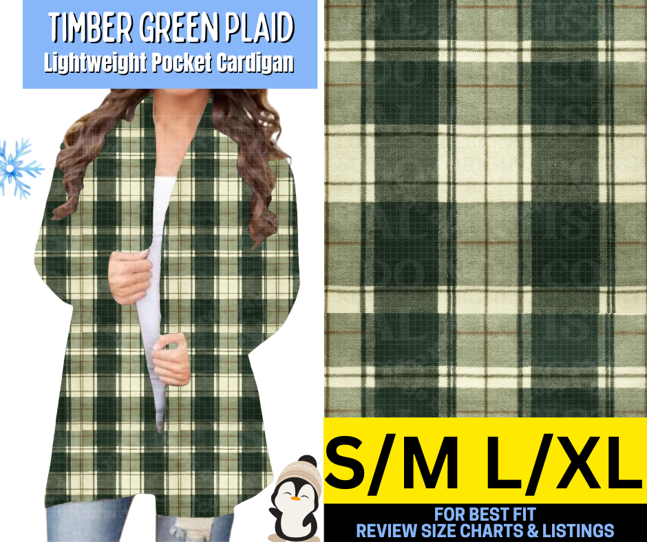 Timber Green Plaid Pocket Cardigan