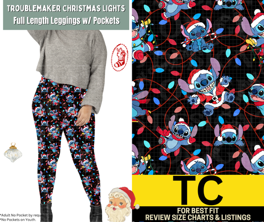 Troublemaker Christmas Lights Leggings Choose Fleece or Traditional