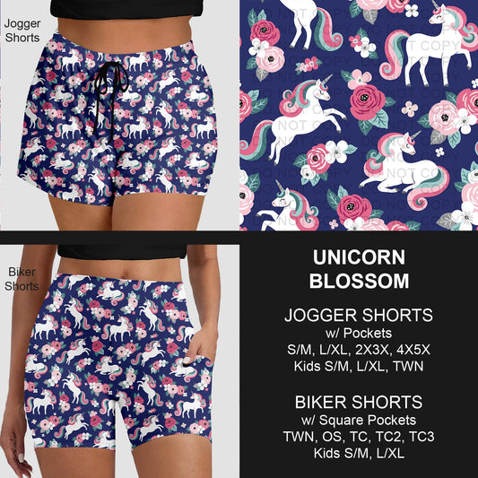 B281 - Preorder Unicorn Blossom Jogger/Biker Shorts (Closes 3/25. ETA: early June)