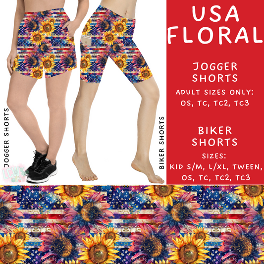 Ready To Ship - USA Floral Biker Shorts - TC2