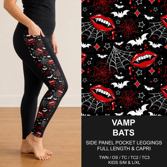 B305 - Preorder Vamp Bats Side Panel Pocket Leggings (Closes 8/02. ETA: early Oct.)