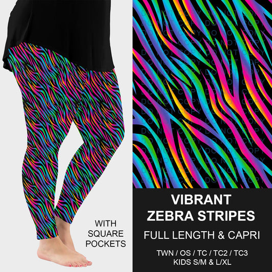 B270 - Preorder Vibrant Zebra Stripes Leggings w/ Pockets (Closes 1/18. ETA: early April)