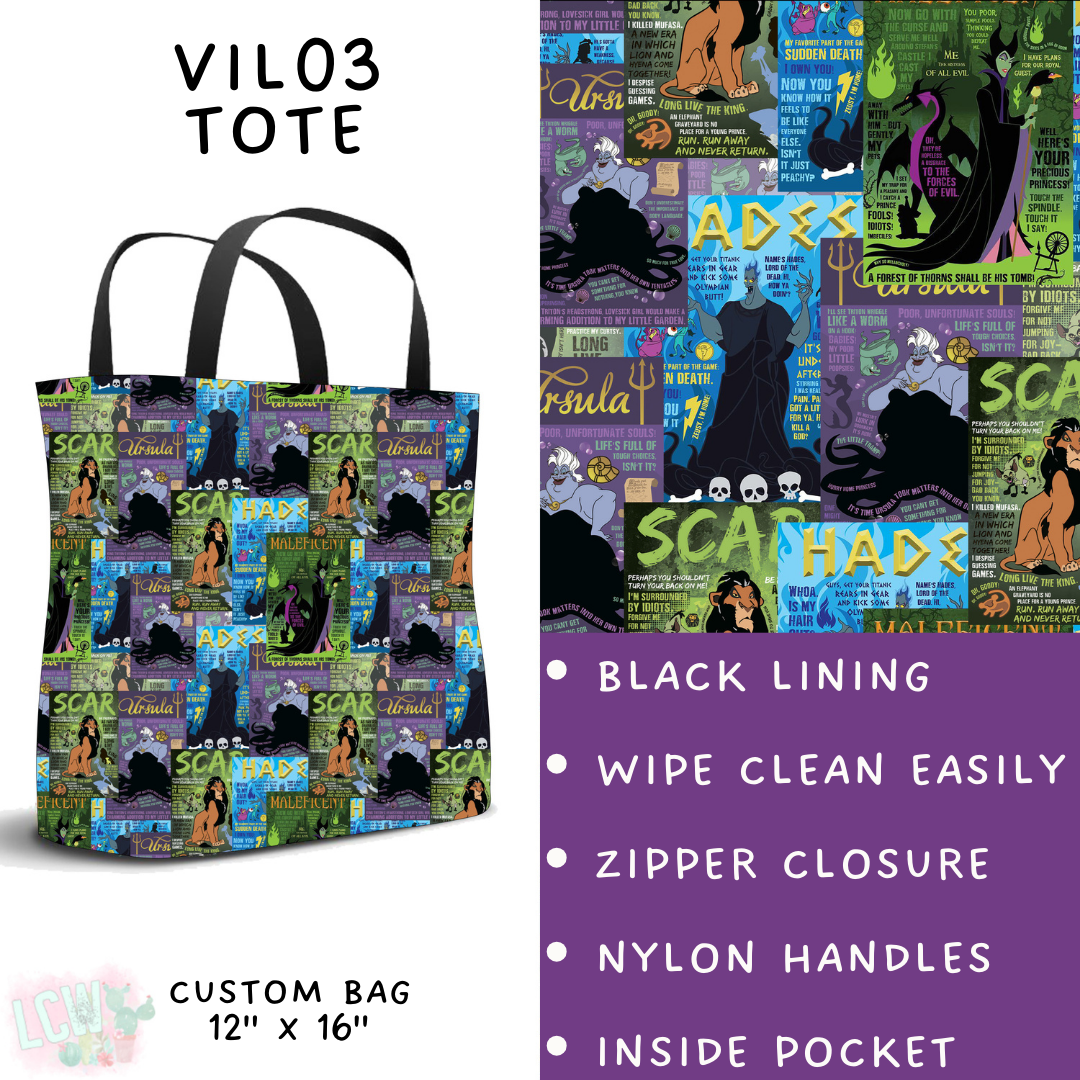 Batch #504 - Villains 3 Collection - Closes 3/16 - ETA mid May - Vil03 Tote
