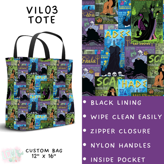 Batch #504 - Villains 3 Collection - Closes 3/16 - ETA mid May - Vil03 Tote