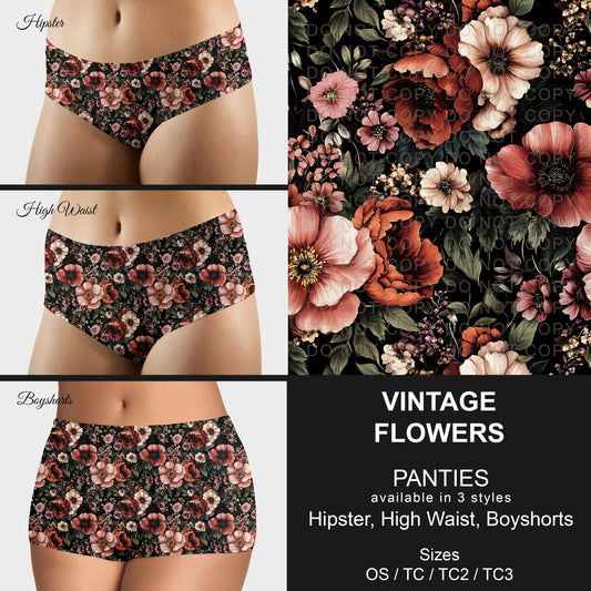 B306 - Preorder Vintage Flowers Panties (Closes 8/07. ETA mid October)
