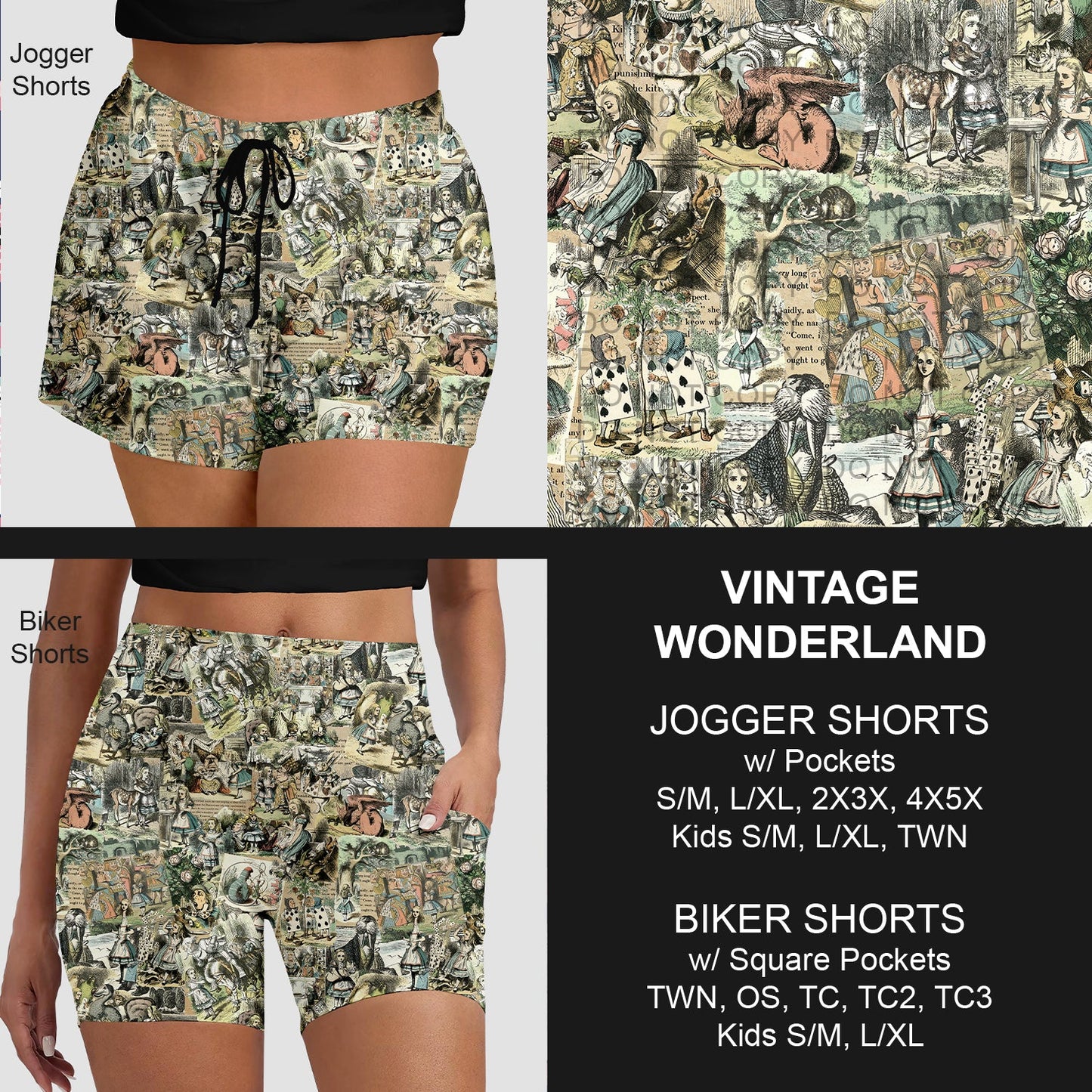 B281 - Preorder Vintage Wonderland Jogger/Biker Shorts (Closes 3/25. ETA: early June)