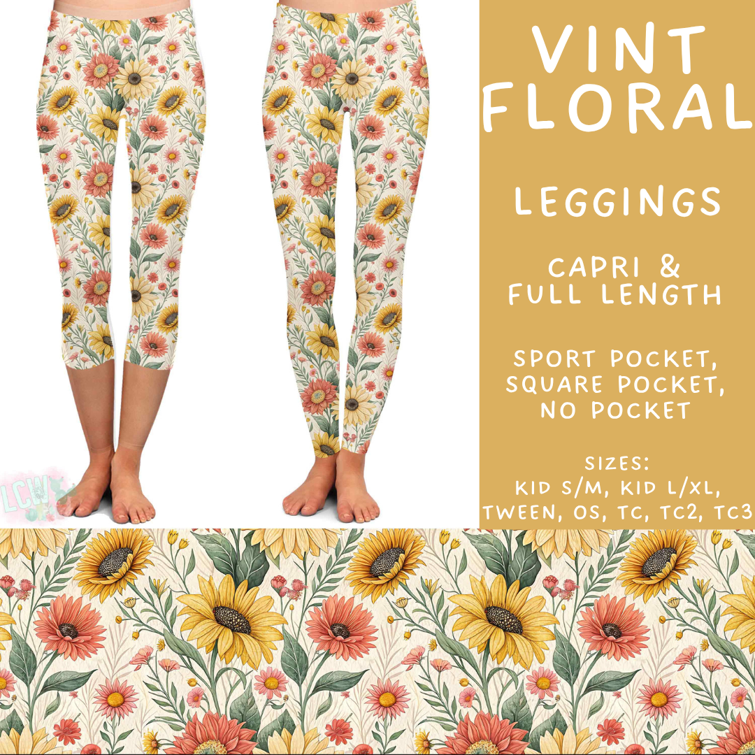 Batch #603 - September Request Run - Closes 10/26 - ETA mid/late Dec - Vint Floral Full and Capri Length Leggings