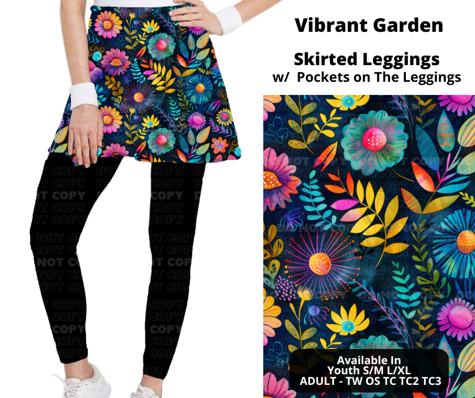 Preorder! Closes 11/25. ETA Jan. Vibrant Garden Skirted Full Length Leggings w/ Pockets