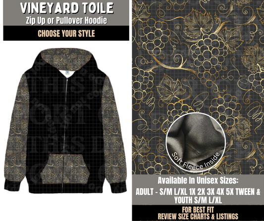 Preorder! Closes 10/28. ETA Jan. Vineyard Toile Hoodie Zip-Up or Pullover Hoodie