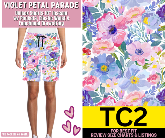 Violet Petal Parade Unisex Shorts