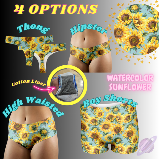 WATERCOLOR SUNFLOWER- UNDERWEAR 3 PREORDER CLOSING 3/27