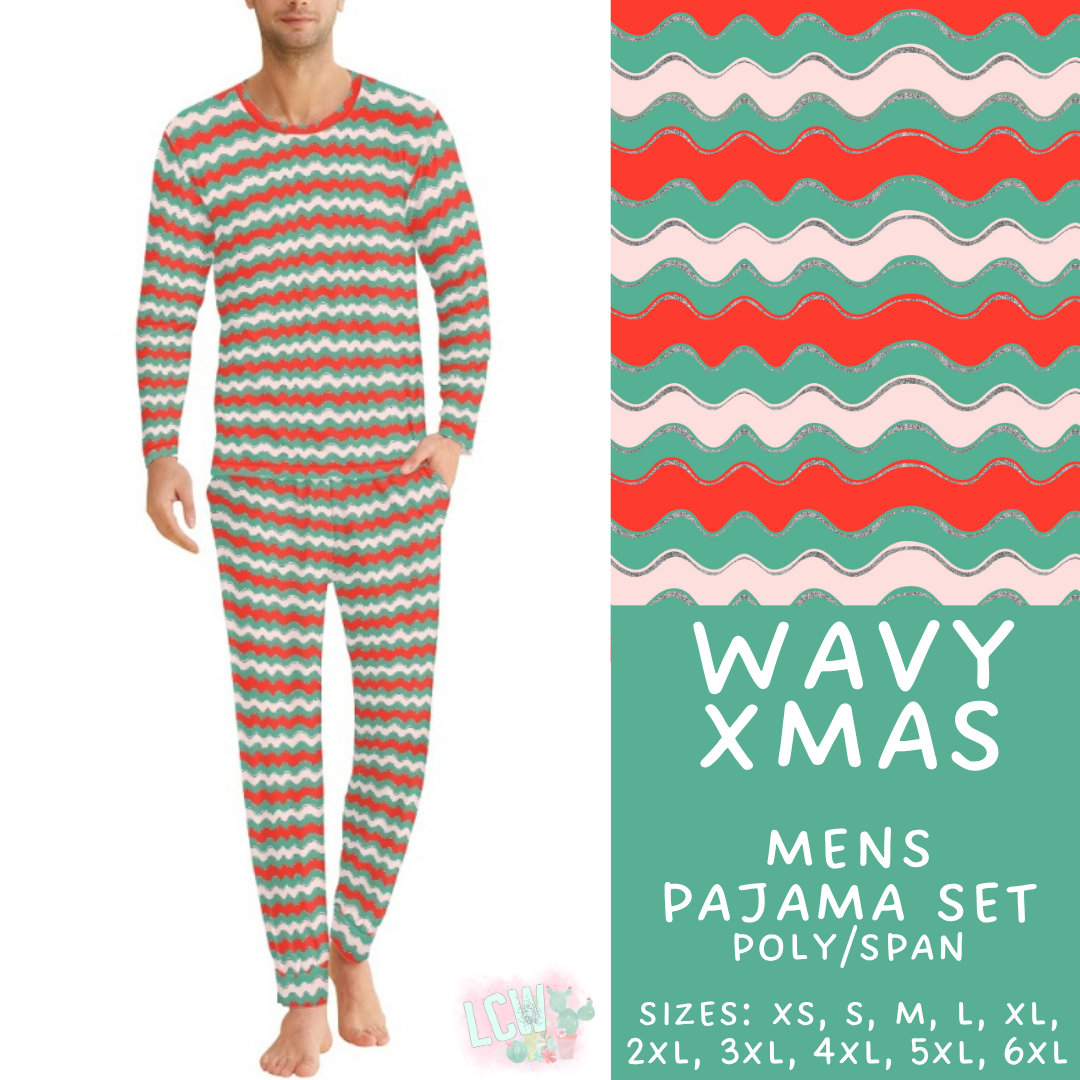 Batch #584 - Christmas Family Pajamas - Closes 9/11 - ETA mid Nov - Wavy Xmas Men's Pajama Set