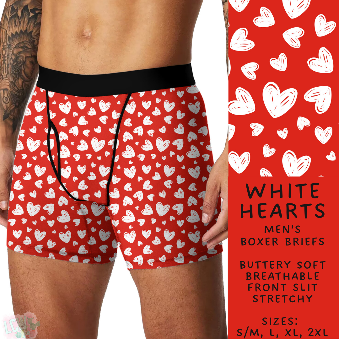 Batch #612 - Valentine's Matching Underwear - Closes 11/11 - ETA mid Jan - White Hearts Men's Boxer Briefs