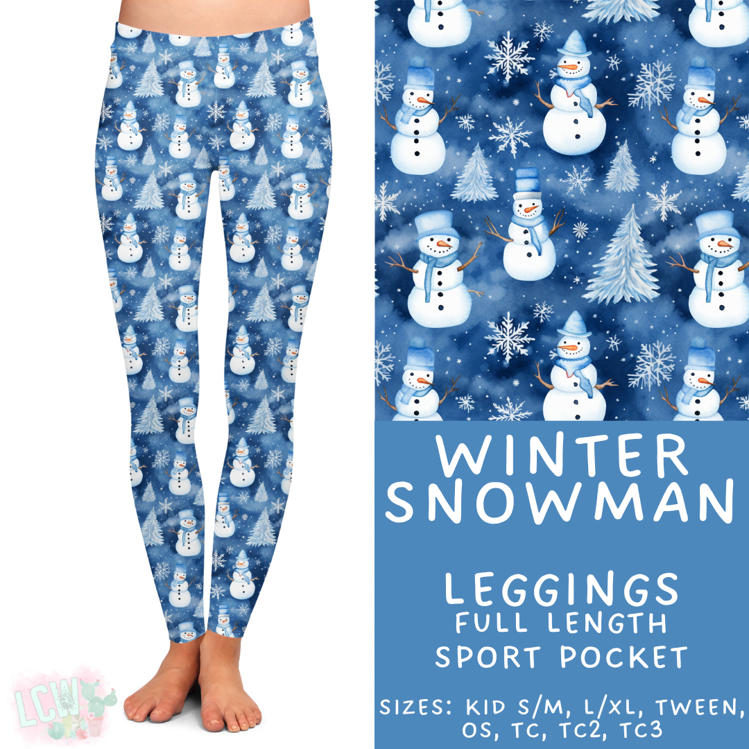 Ready to Ship - Winter Snowman Full Length Leggings - Sport Pocket TC2