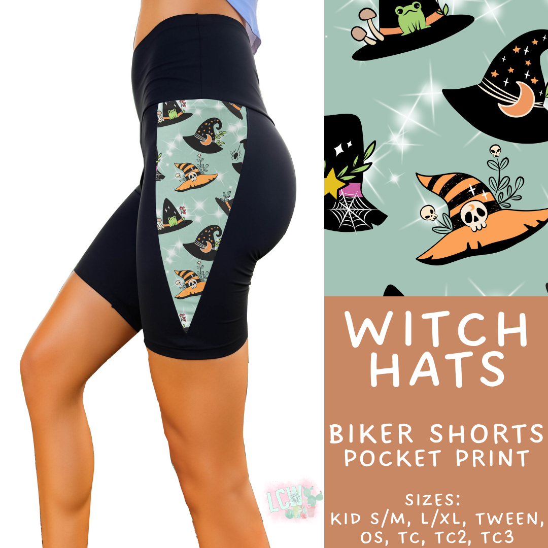 Batch #568 - Halloween Spooky Sets 3 - Closes 8/12 - ETA early October - Witch Hats Side Panel Biker Shorts