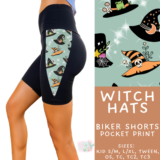 Batch #568 - Halloween Spooky Sets 3 - Closes 8/12 - ETA early October - Witch Hats Side Panel Biker Shorts