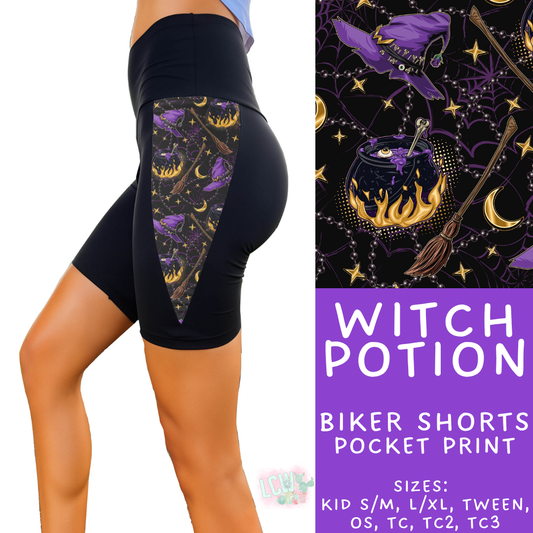 Batch #568 - Halloween Spooky Sets 3 - Closes 8/12 - ETA early October - Witch Potions Side Panel Biker Shorts