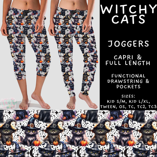 Batch #556 - Halloween 3 - Closes 7/15 - ETA mid Sept - Witchy Cats Full and Capri Length Joggers