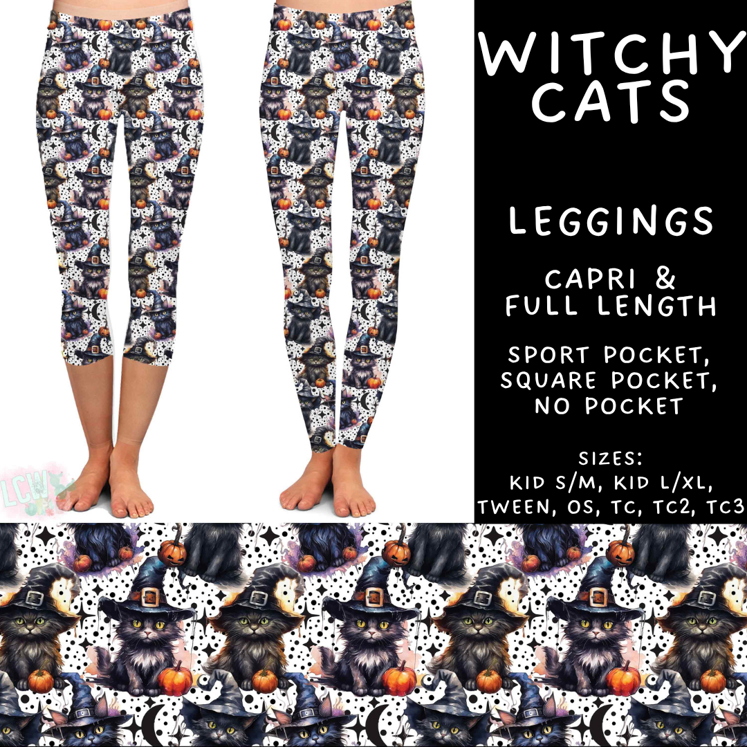 Batch #556 - Halloween 3 - Closes 7/15 - ETA mid Sept - Witchy Cats Full and Capri Length Leggings