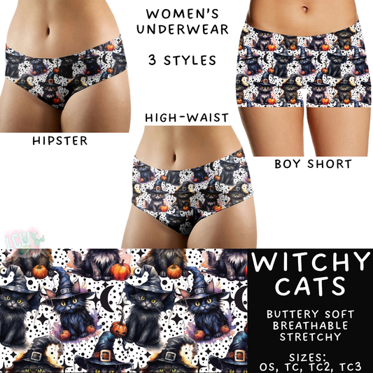 Ready To Ship - Witchy Cats Women's Underwear - Boy Short OS & TC - High Waist OS
