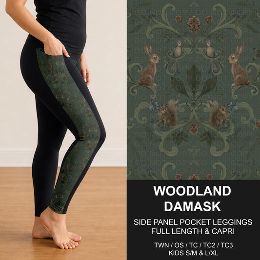 B316 - Preorder Woodland Damask Side Panel Pocket Leggings (Closes 10/11. ETA: mid Dec.)
