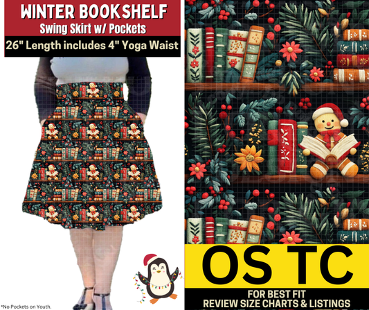 Winter Bookshelf Plaid Swing Skirt