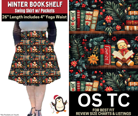 Winter Bookshelf Plaid Swing Skirt