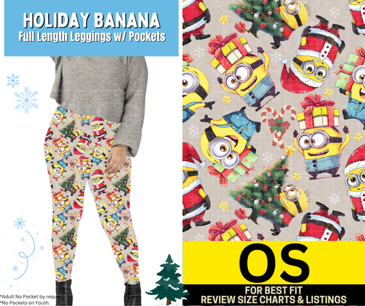 Holiday Banana Full Length Leggings w/ Pockets