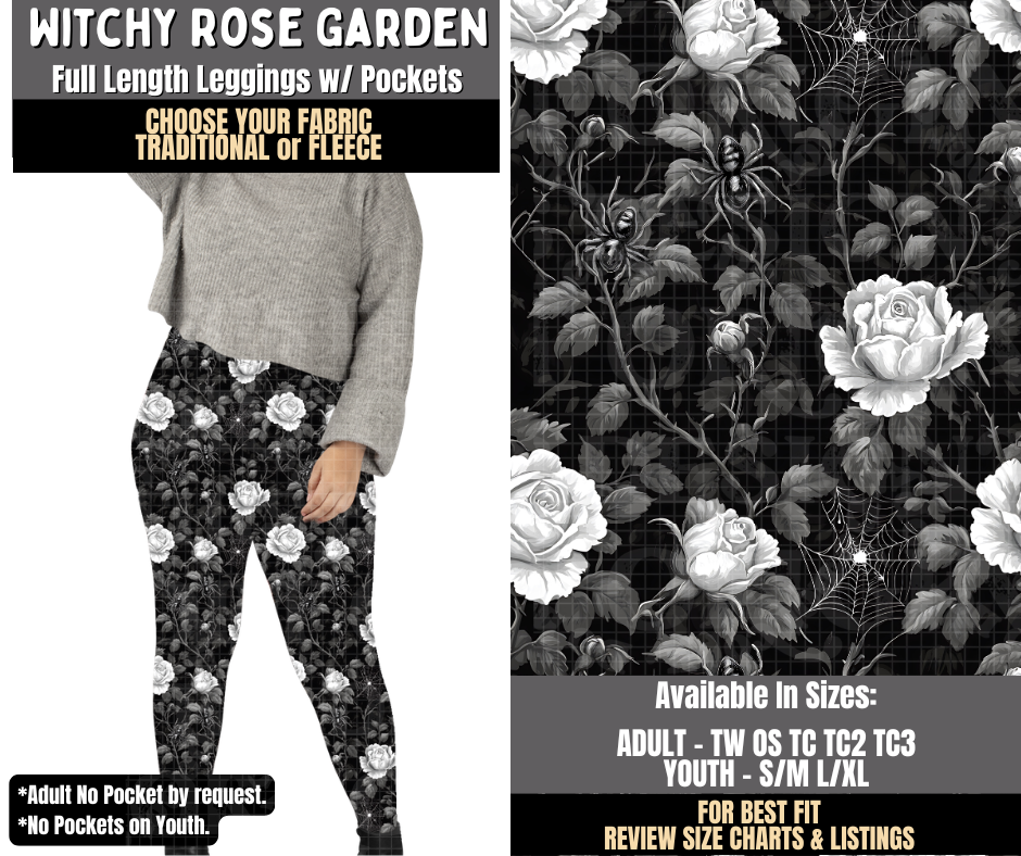 Preorder! Closes 8/3. ETA Nov. Witchy Rose Garden Leggings Choose Fleece or Traditional