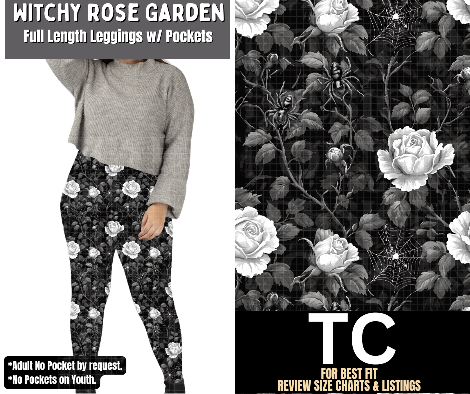 Witchy Rose Garden Full Length Leggings w/ Pockets