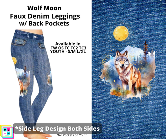 Wolf Moon Full Length Faux Denim w/ Side Leg Designs