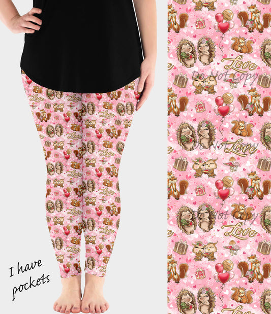 RTS - Woodland Valentine Leggings w/ Pockets