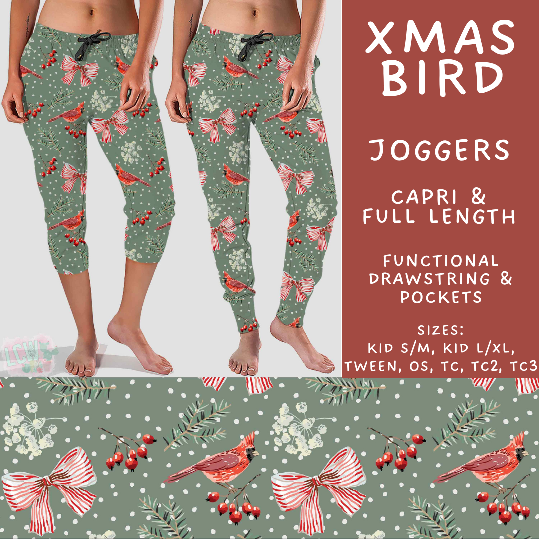 Batch #595 - Christmas Spirit 2 - Closes 10/7 - ETA early Dec - Xmas Bird Full and Capri Length Joggers
