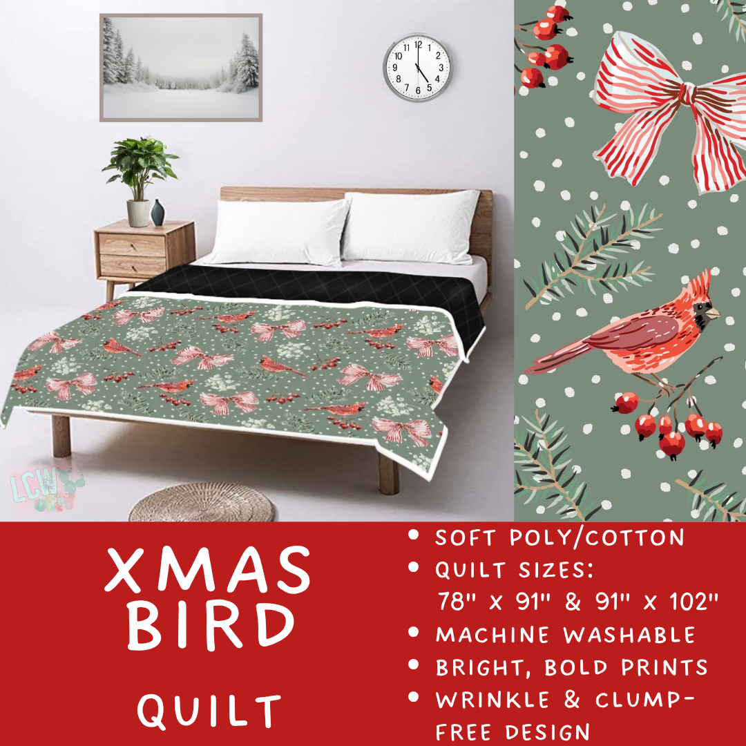Batch #597 - Christmas Quilts - Closes 10/12 - ETA early Dec - Xmas Bird Quilt