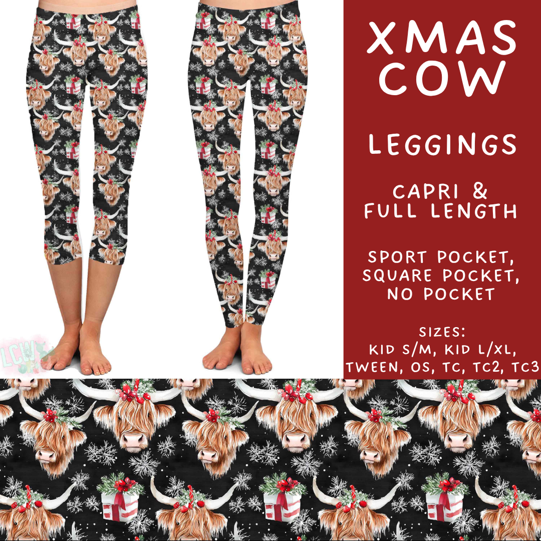 Batch #574 - HalloThanksMas - Closes 8/24 - ETA mid/late October - Xmas Cow Full and Capri Length Leggings