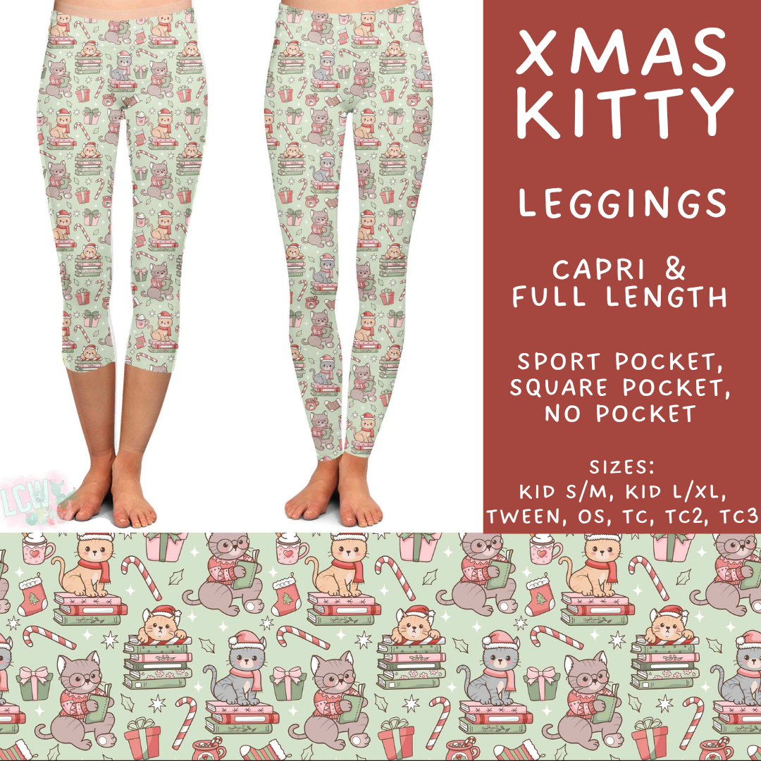 Batch #600 - Jingle all the Way 2 - Closes 10/19 - ETA early/mid Dec - Xmas Kitty Full and Capri Length Leggings