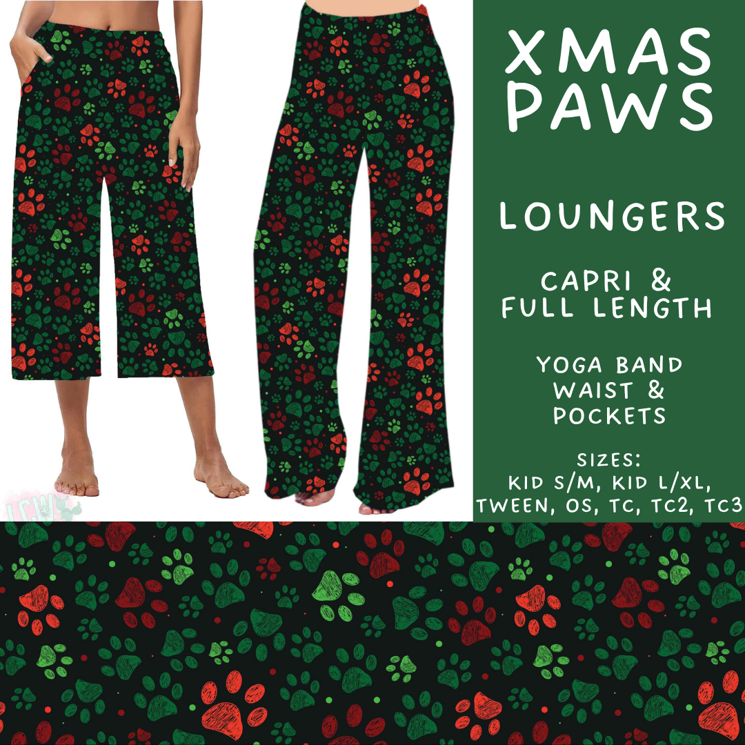 Batch #595 - Christmas Spirit 2 - Closes 10/7 - ETA early Dec - Xmas Paws Capri and Full Length Loungers