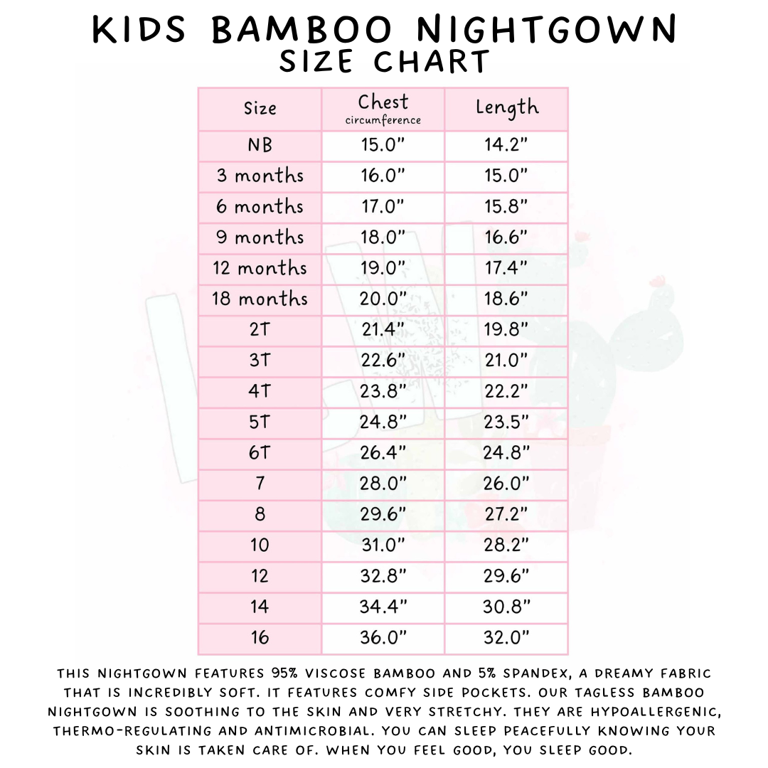 Ready to Ship - Bright Mean Adult & Kid's Bamboo Nightgown - 4T, 5T, 6T, Adult L & XL