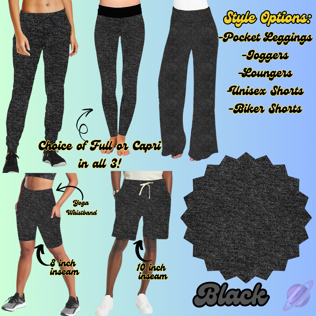 COLORFUL DENIM RERUN-BLACK-BOTTOMS 5 STYLES-PREORDER CLOSING 3/22
