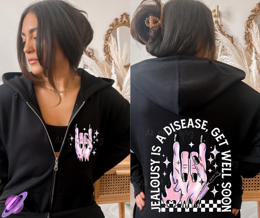 JEALOUSY IS A DISEASE - HEAVY COTTON FRONT ZIP UNISEX HOODIE PREORDER CLOSING 1/3