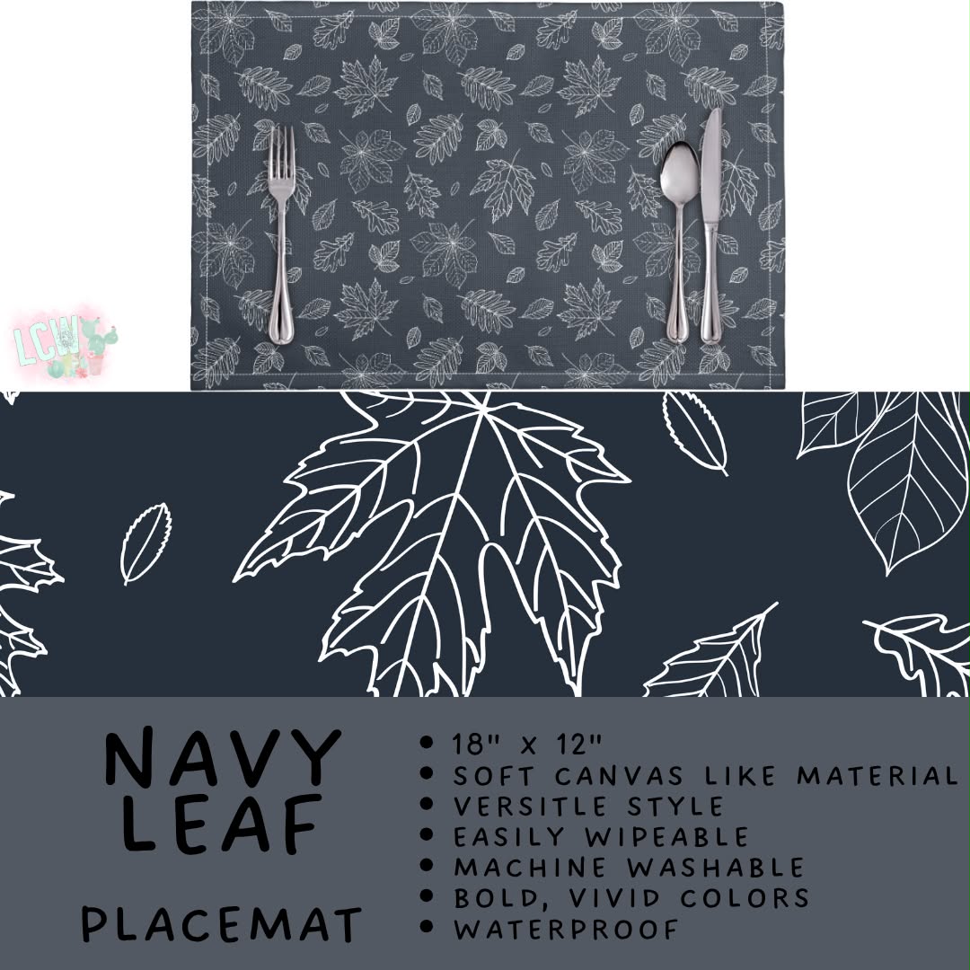 Batch #588 - Table Runners - Closes 9/21 - ETA early/mid Nov - Navy Leaf Placemat