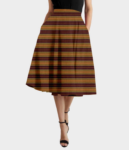 RTS - Fall Stripes Swing Skirt w/ Pockets