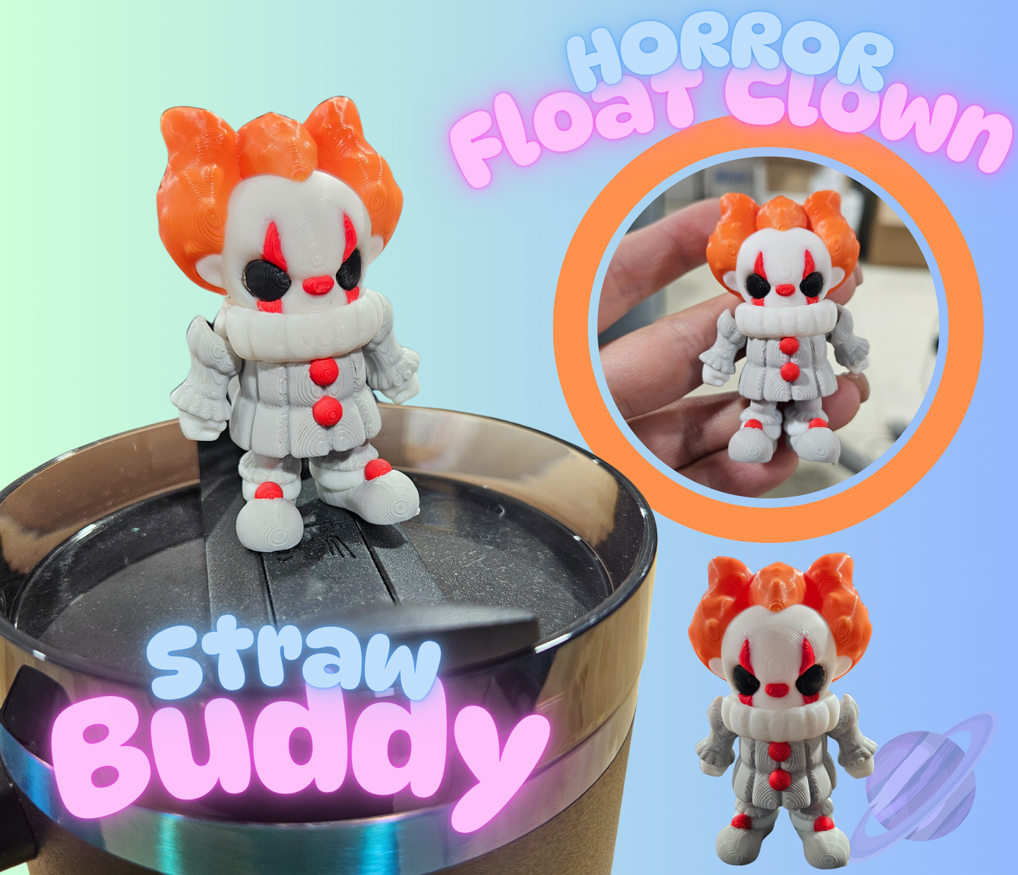 FLOAT CLOWN STRAW BUDDY