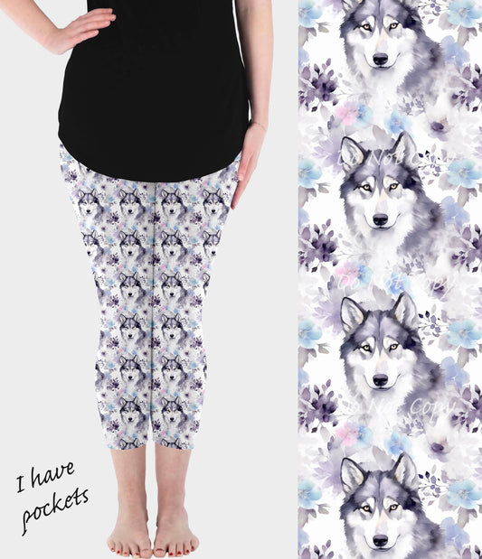 RTS - Floral Husky Capri Leggings w/ Pockets