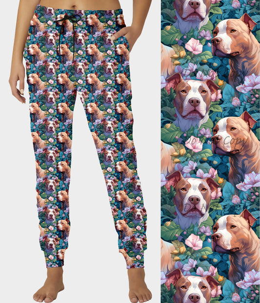 RTS - Floral Pit Bull Joggers