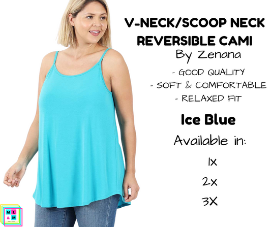 PLUS V-Neck/Scoop Neck Reversible Cami - Ice Blue