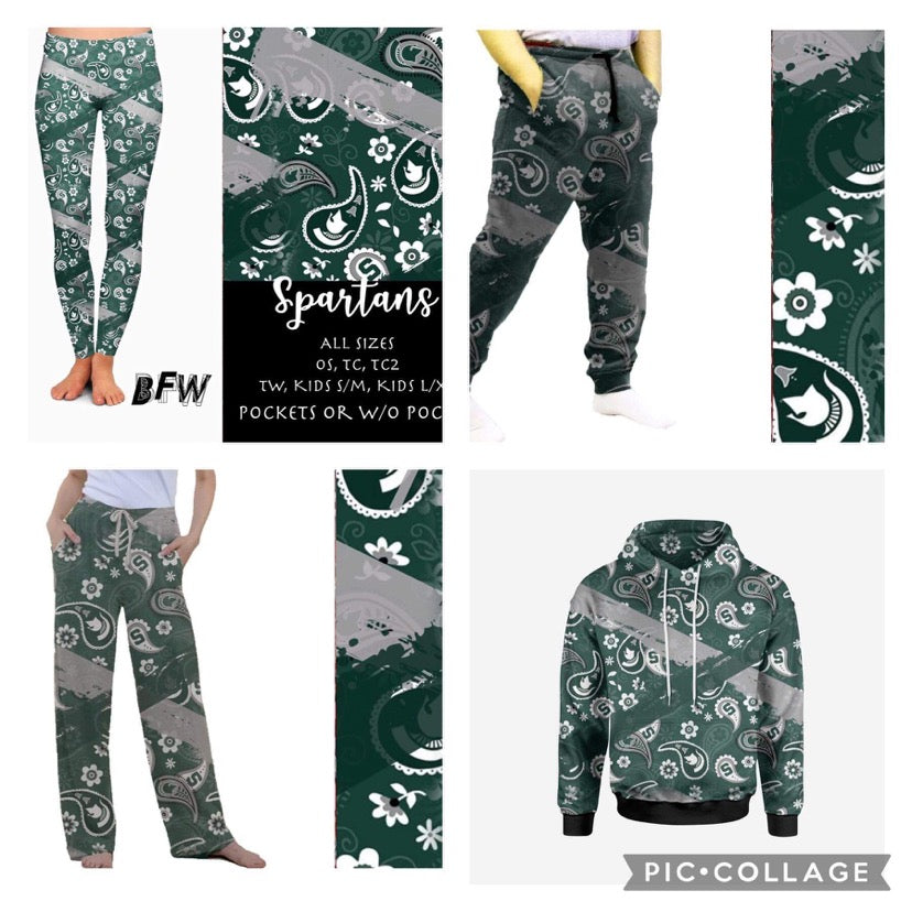 Spartans leggings, lounge pants, joggers, and hoodies