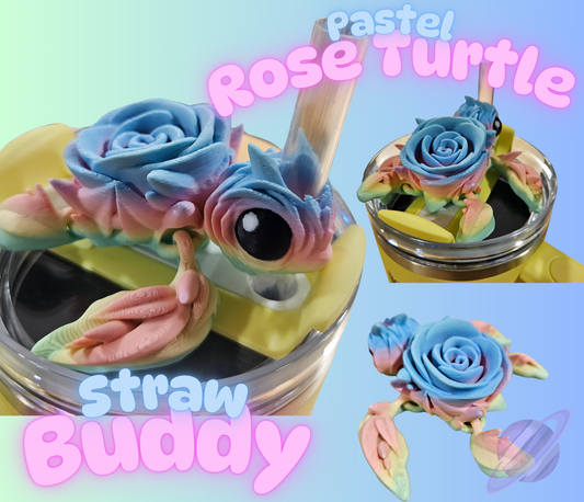 PASTEL ROSE TURTLE STRAW BUDDY